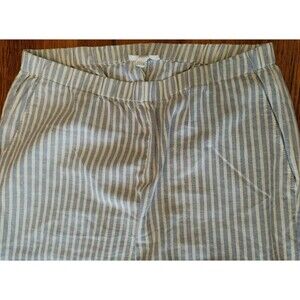 EILEEN FISHER Blue Striped Hemp Organic Cotton Tapered Ankle Pull On Pants 28x28